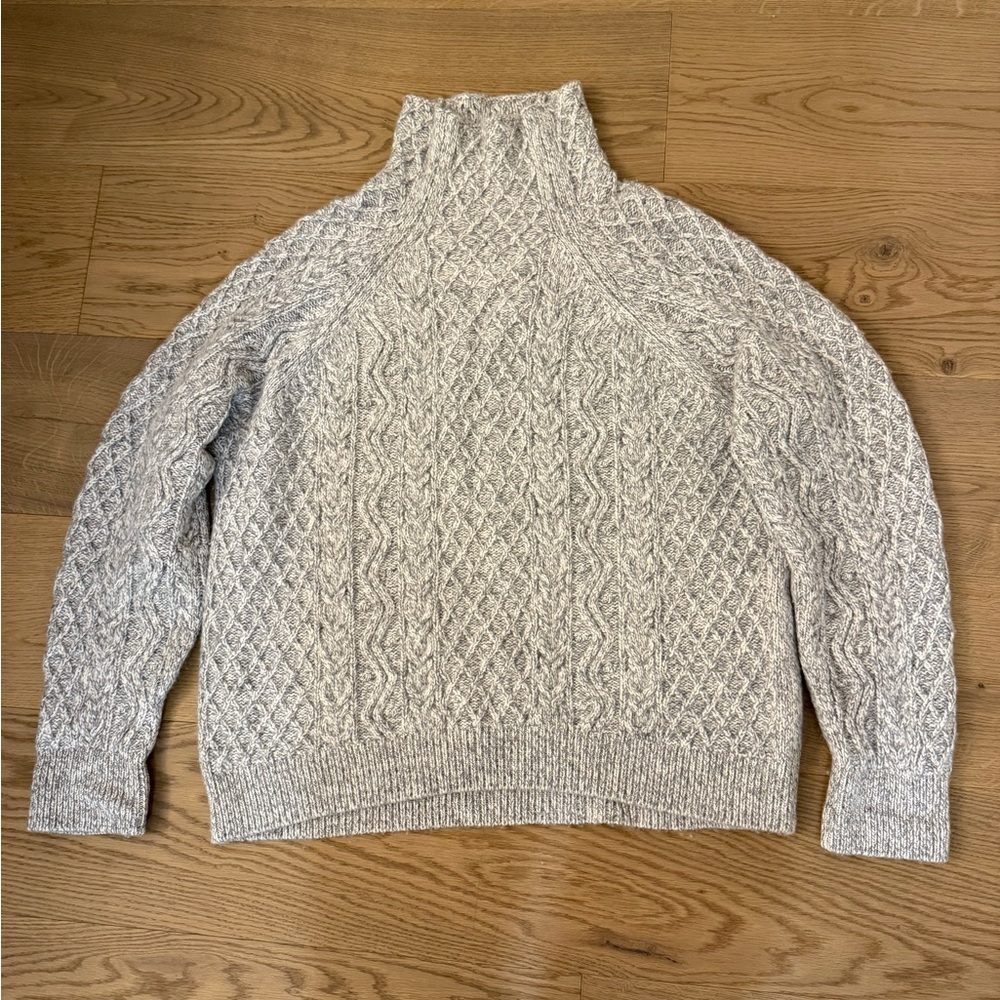 Vince Gray Cable Knit Turtleneck Sweater